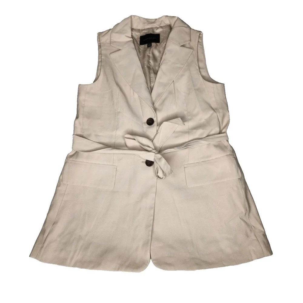 Banana Republic Womens Cream Sleeveless Blazer Vest Waist Size XS‎ Professional